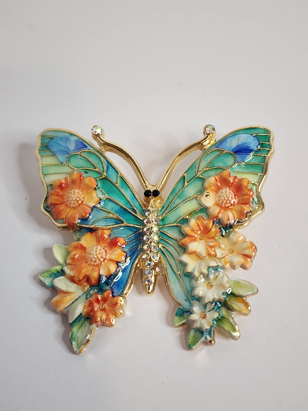Floral Butterfly Brooch.  NWOT.  2.25" X 2.25"